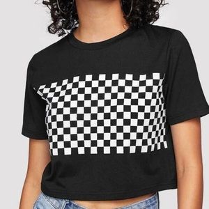 Black Checkerboard Crop Top